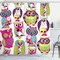 Ambesonne Owls Shower Curtain, Boho Style Owls with Fun Patterns and Eyes Funny Best Friends Forever Animal Themed Arts Design, Fabric Bathroom Decor Set with Hooks, 69" W x 70" L, Multicolor Coral